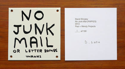 No Junk Mail by David Shrigley